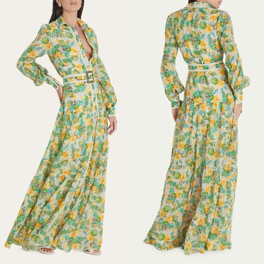 Bergdorf Goodman Aqua Blu Australia Dahlia Helena Button-Front Maxi Dress Small - Picture 11 of 11